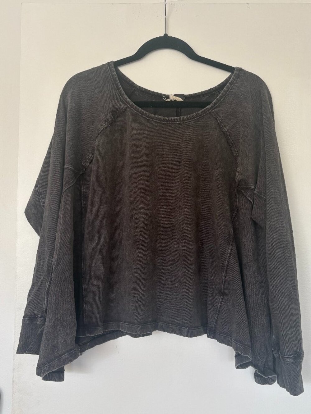 Free People Size S/Small Distressed Long Sleeve Top